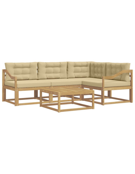 Set di divani da esterno 5 pcs Bianco e Beige 79 x 79 x 37 cm