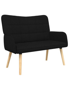 Sofa a Due Posti Nero 115 x 61 x 87 cm Tessuto 2