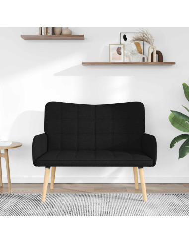 Sofa a Due Posti Nero 115 x 61 x 87 cm Tessuto