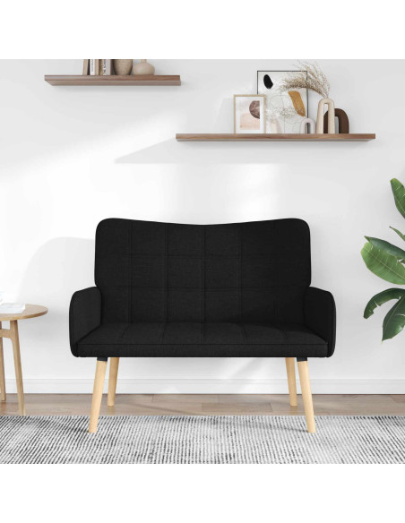 Sofa a Due Posti Nero 115 x 61 x 87 cm Tessuto