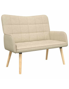 Sofa a Due Posti Crema 115 x 61 x 87 cm Tessuto 2