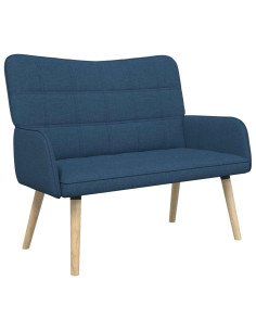 Sofa a Due Posti Blu 115 x 61 x 87 cm Tessuto 2