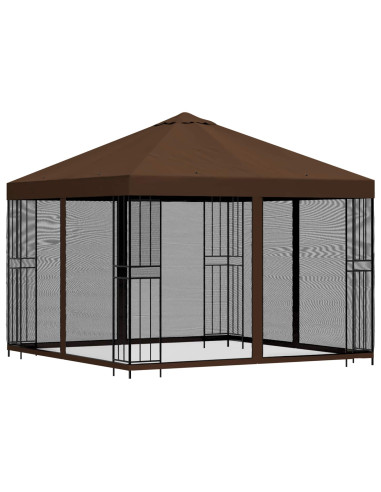 Gazebo da giardino con pareti laterali 3 x 3 m Marrone