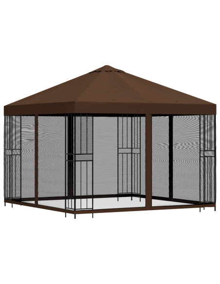 Gazebo da giardino con pareti laterali 3 x 3 m Marrone