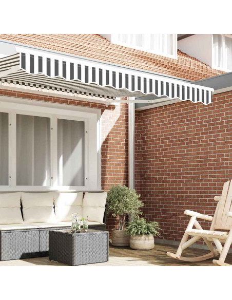 Tenda a Braccio Antracite e Bianco 230 x 20 cm Tela