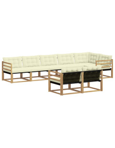 Set di divani da esterno con cuscino 8 pcs Bianco e Crema 2