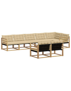 Set di divani da esterno con cuscino 8 pcs Bianco e Beige 2