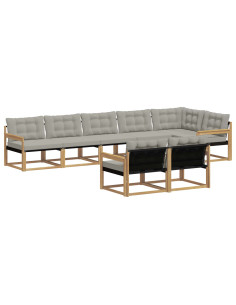 Set di divani da esterno 8 pcs Bianco e Grigio Chiaro 2