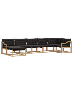 Set di divani da esterno con cuscino 7 pcs Bianco e Nero 2