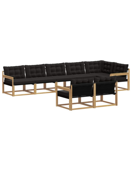 Set di divani da esterno con cuscino 8 pcs Bianco e Nero