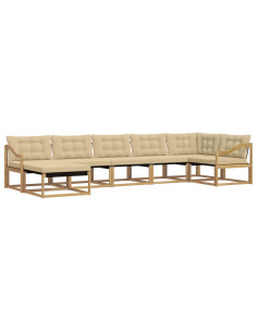 Set di divani da esterno con cuscino 7 pcs Bianco e Beige 2