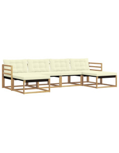 Set di divani da esterno con cuscino 6 pcs Bianco e Crema 2