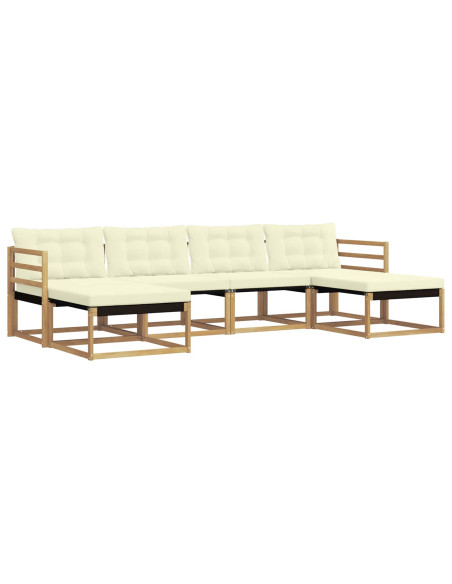 Set di divani da esterno con cuscino 6 pcs Bianco e Crema