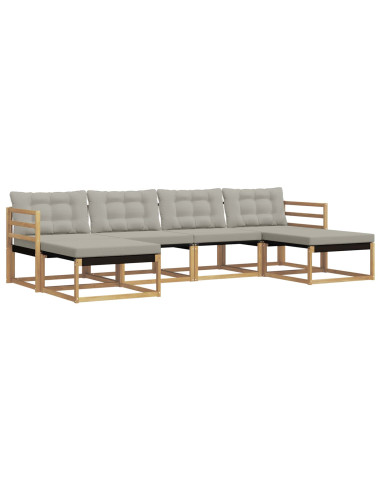 Set di divani da esterno 6 pcs Bianco e Grigio Chiaro