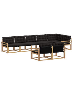 Set di divani da esterno con cuscino 8 pcs Bianco e Nero 2
