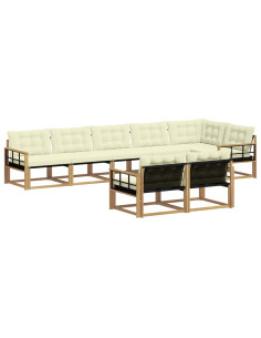 Set di divani da esterno con cuscino 8 pcs Bianco e Crema 2