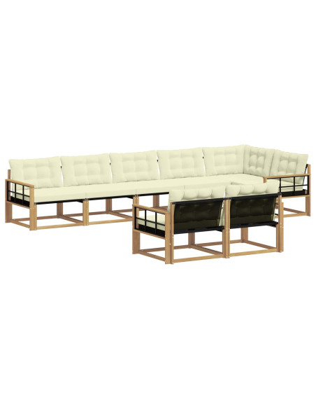 Set di divani da esterno con cuscino 8 pcs Bianco e Crema