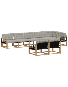 Set di divani da esterno 8 pcs Bianco e Grigio Chiaro 2