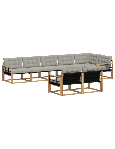 Set di divani da esterno 8 pcs Bianco e Grigio Chiaro