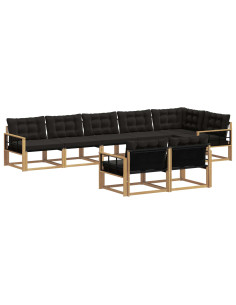 Set di divani da esterno con cuscino 8 pcs Bianco e Nero 2