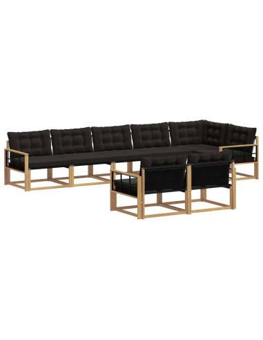Set di divani da esterno con cuscino 8 pcs Bianco e Nero