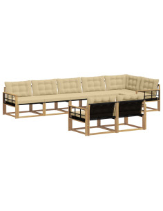 Set di divani da esterno con cuscino 8 pcs Bianco e Beige 2