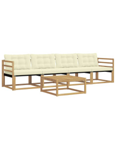 Set di divani da esterno 5 pcs Bianco e Crema 79 x 79 x 37 cm 2