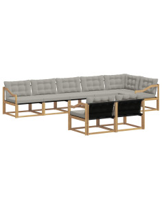 Set di divani da esterno 8 pcs Bianco e Grigio Chiaro 2