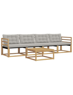 Set di divani da esterno 5 pcs Bianco e Grigio Chiaro 2