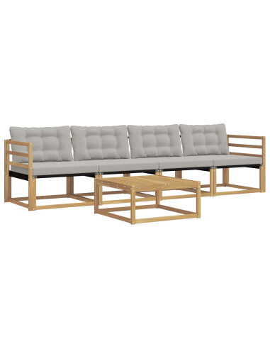 Set di divani da esterno 5 pcs Bianco e Grigio Chiaro