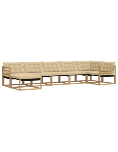 Set di divani da esterno con cuscino 7 pcs Bianco e Beige 2