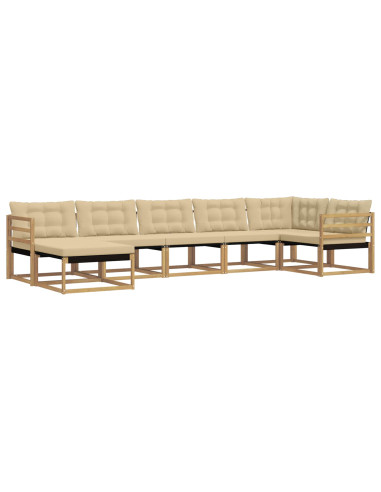 Set di divani da esterno con cuscino 7 pcs Bianco e Beige