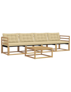 Set di divani da esterno 5 pcs Bianco e Beige 79 x 79 x 37 cm 2