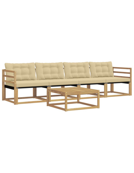 Set di divani da esterno 5 pcs Bianco e Beige 79 x 79 x 37 cm