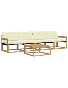 Set di divani da esterno 5 pcs Bianco e Crema 79 x 79 x 37 cm 2