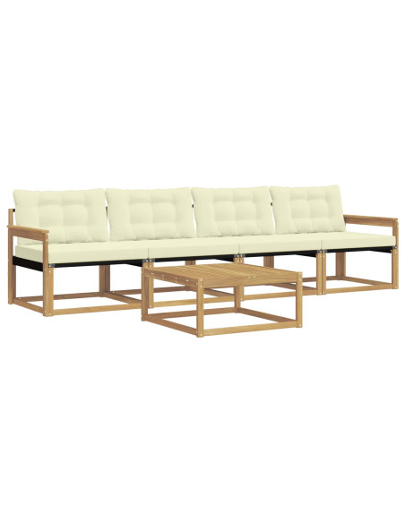 Set di divani da esterno 5 pcs Bianco e Crema 79 x 79 x 37 cm