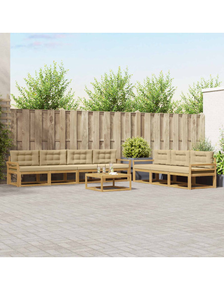 Set di divani da esterno con cuscino 7 pcs Bianco e Beige