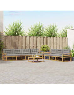 Set di divani da esterno 7 pcs Bianco e Grigio Chiaro