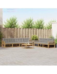 Set di divani da esterno 7 pcs Bianco e Grigio Chiaro