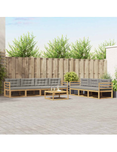 Set di divani da esterno 7 pcs Bianco e Grigio Chiaro
