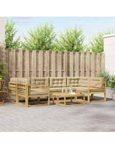 Set di divani da esterno con cuscino 5 pcs Bianco e Beige