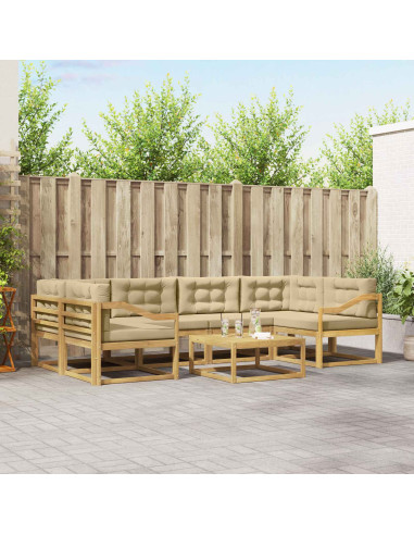 Set di divani da esterno con cuscino 5 pcs Bianco e Beige