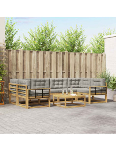 Set di divani da esterno 5 pcs Bianco e Grigio Chiaro