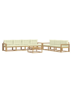 Set di divani da esterno con cuscino 7 pcs Bianco e Crema 2