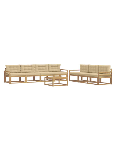 Set di divani da esterno con cuscino 7 pcs Bianco e Beige