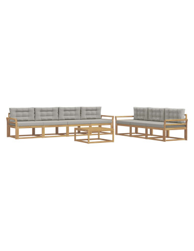Set di divani da esterno 7 pcs Bianco e Grigio Chiaro