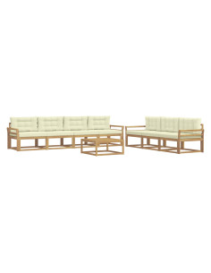 Set di divani da esterno con cuscino 7 pcs Bianco e Crema 2