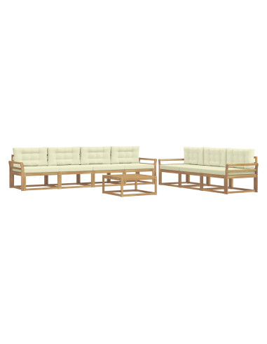 Set di divani da esterno con cuscino 7 pcs Bianco e Crema
