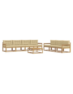 Set di divani da esterno con cuscino 7 pcs Bianco e Beige 2