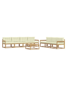 Set di divani da esterno con cuscino 7 pcs Bianco e Crema 2